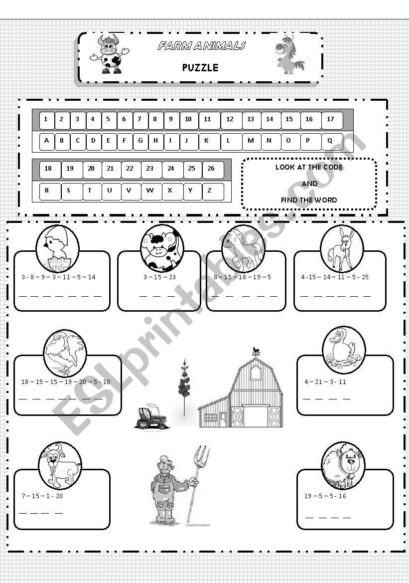 Farm animals worksheet