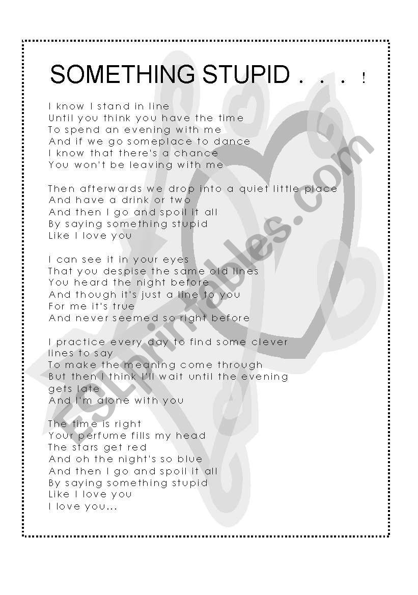 Something stupid lyrics worksheet