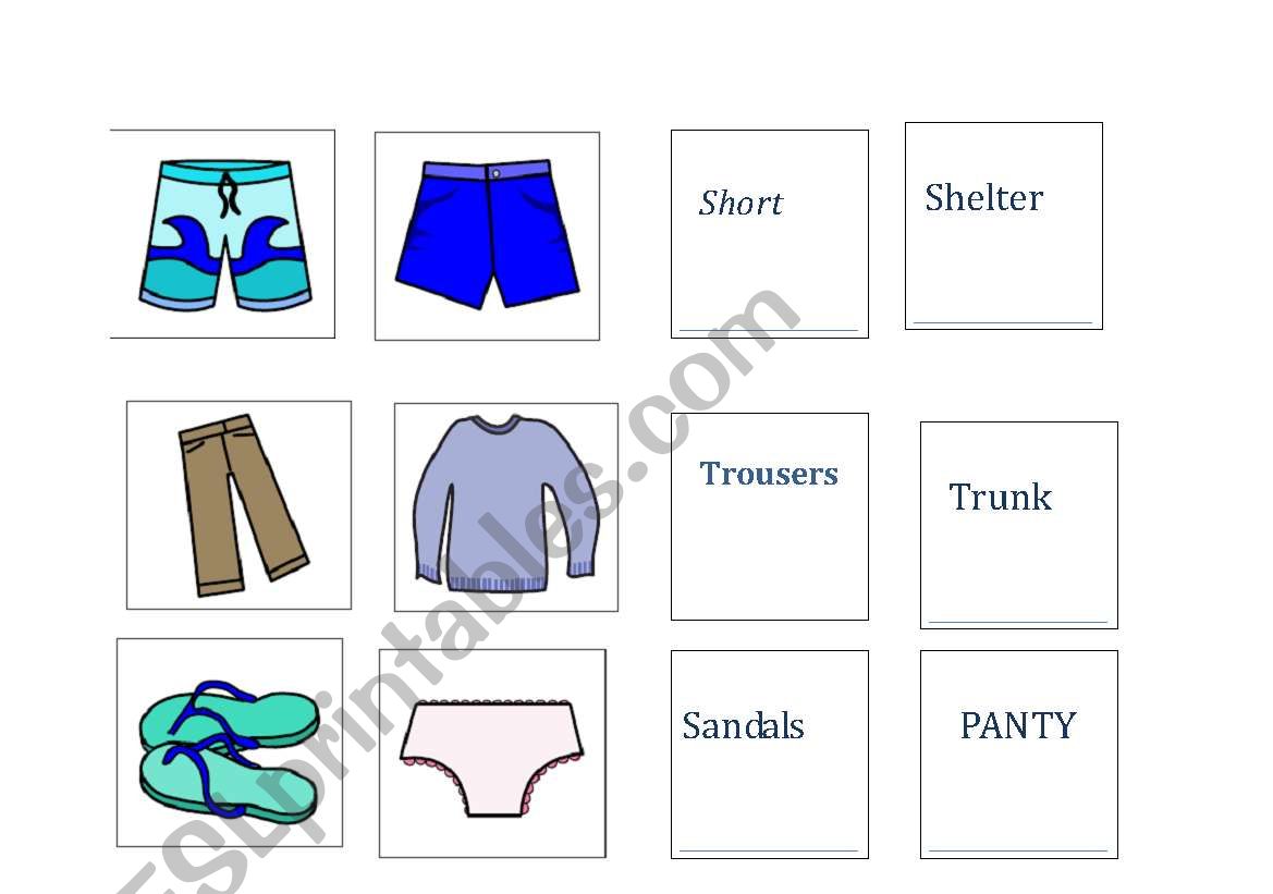 Memory Clothes worksheet