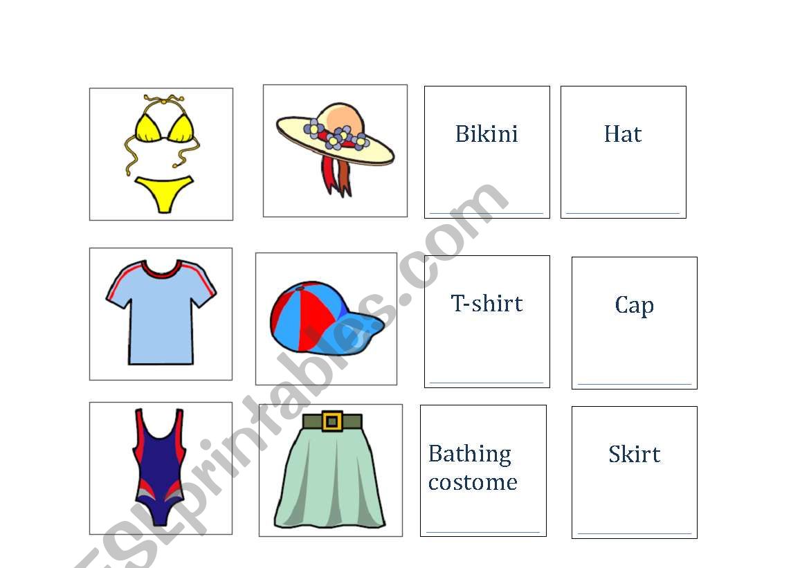 Memory clothes 2 worksheet