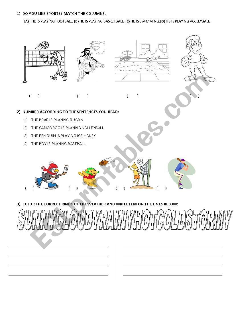 SPORTS AND WEATHER worksheet