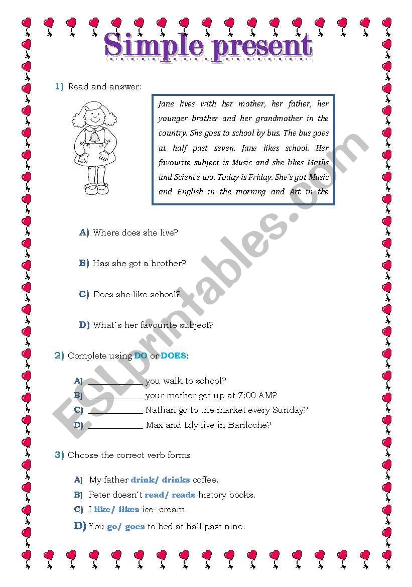 Simple present worksheet