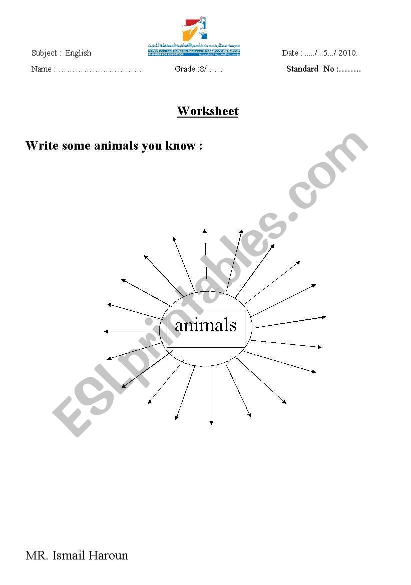 animals worksheet