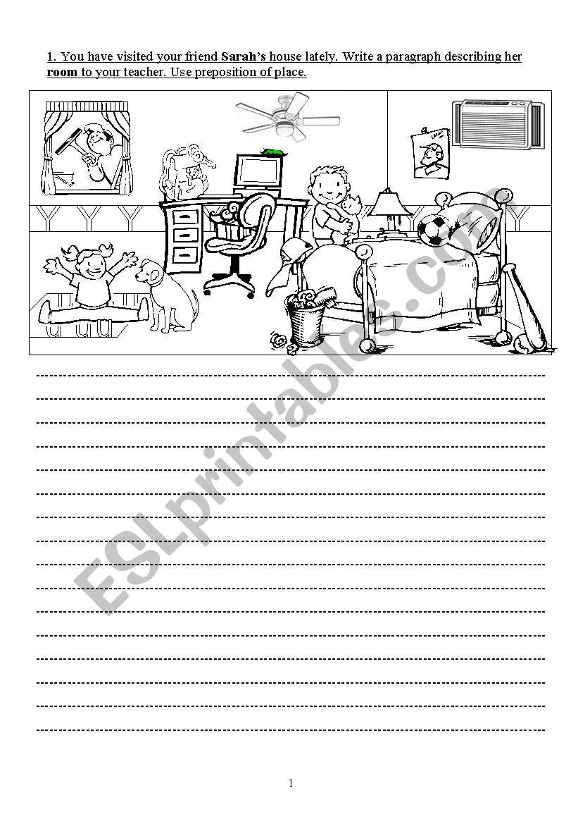 bedroom description worksheet