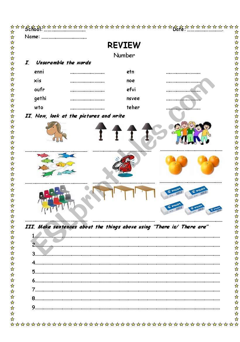 Numbers worksheet