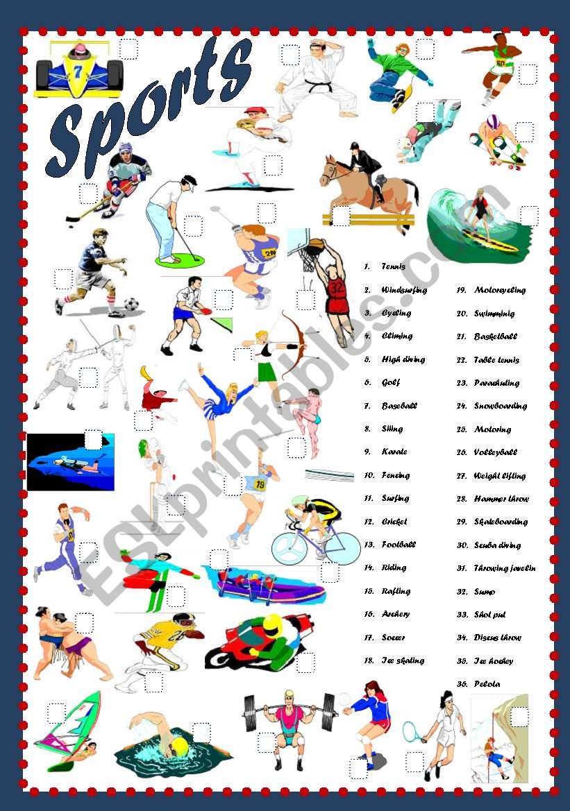 Sports(editable) worksheet