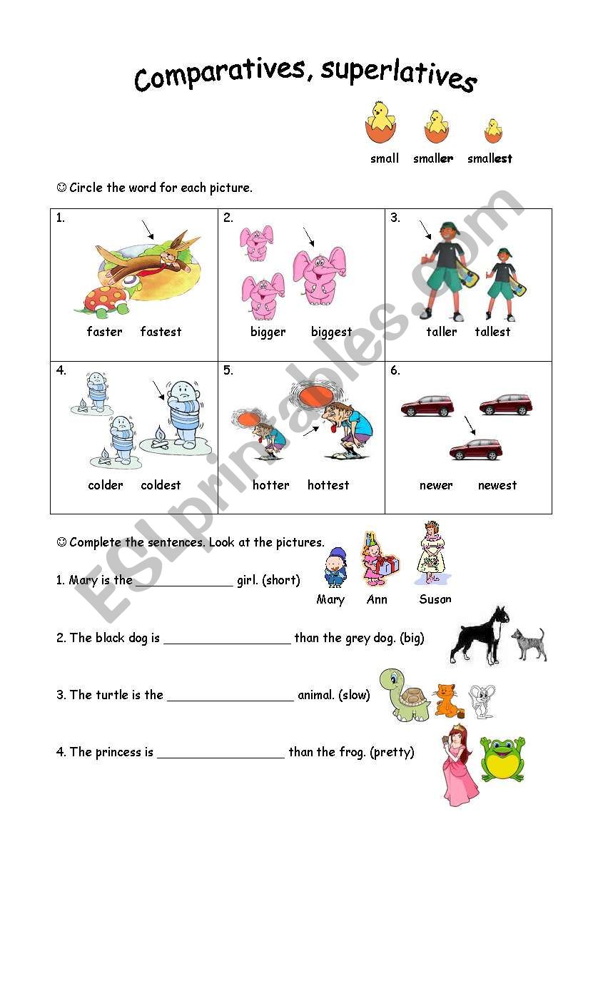 Comparatives and superlatives worksheet