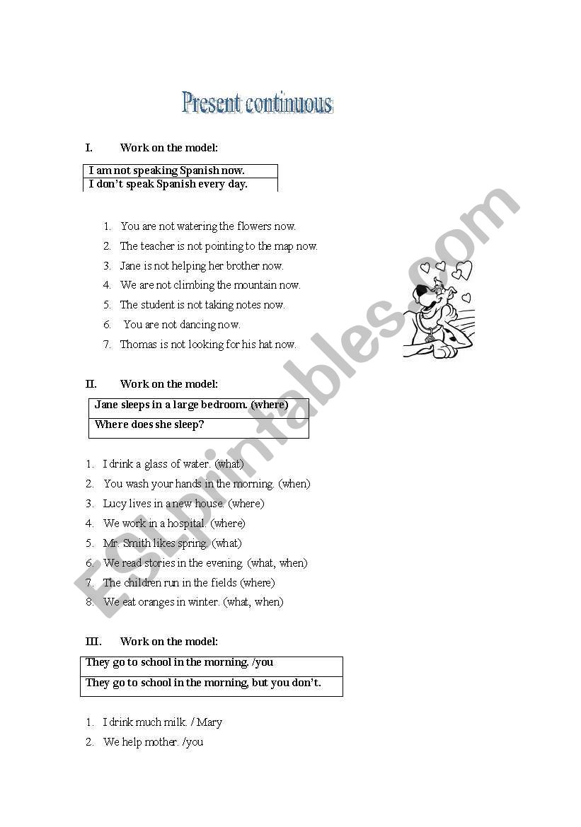 present continuous worksheet