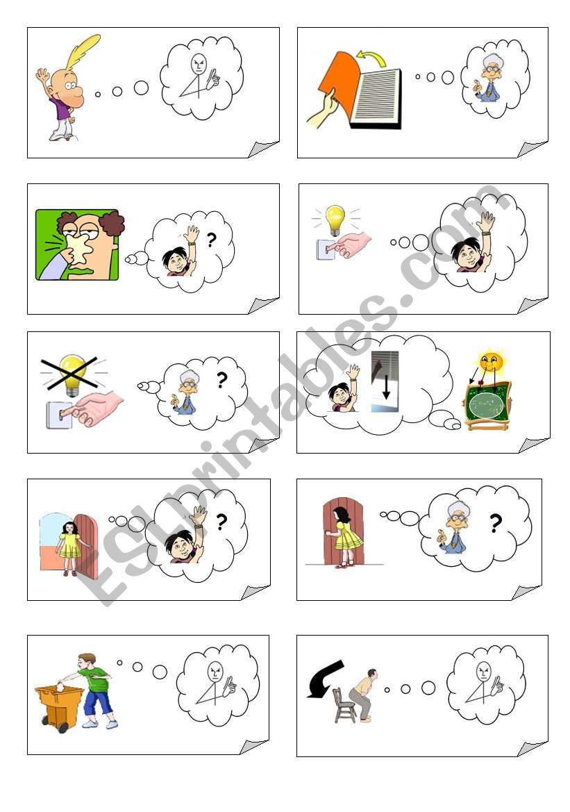 CLASSROOM ENGLISH card game (22 cards on this worksheet) - part I of II
