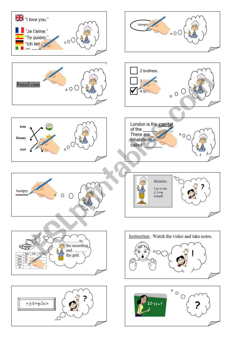 CLASSROOM ENGLISH card game (24 cards on this worksheet) - part II of II