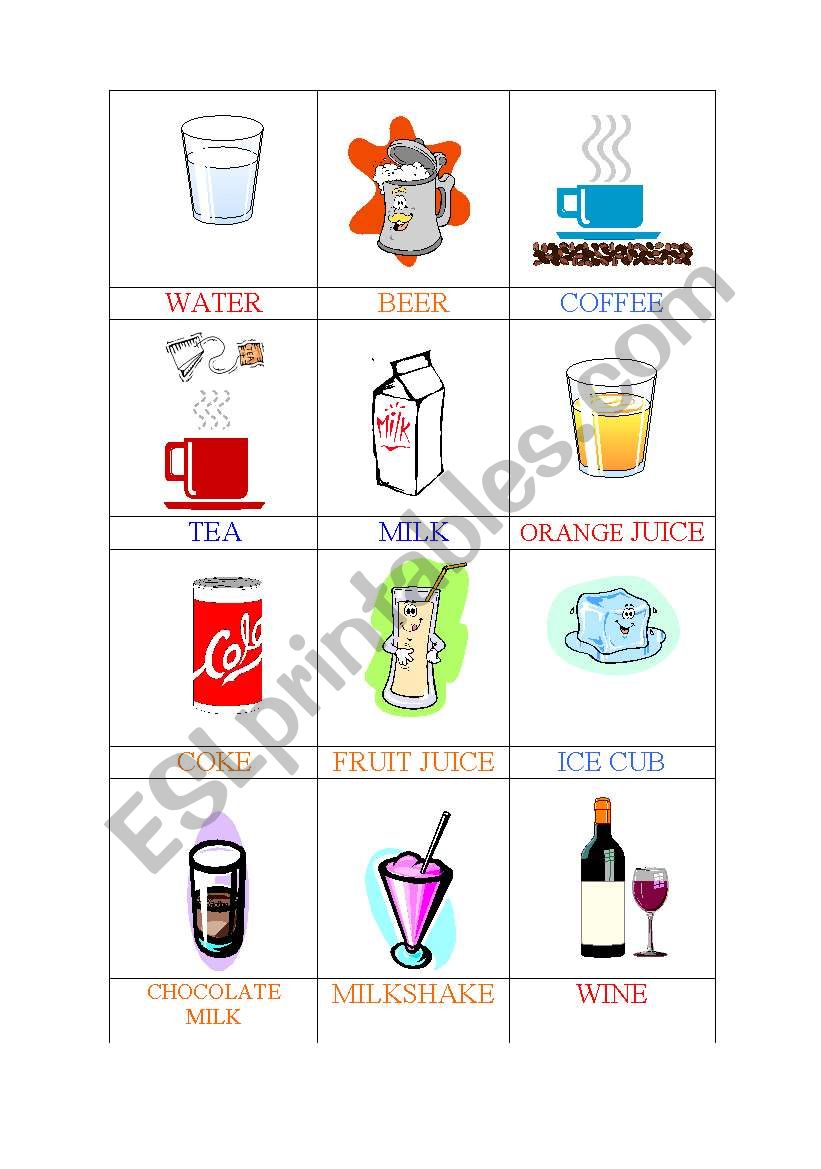 DRINKS - MEMORY GAME 2/6 worksheet