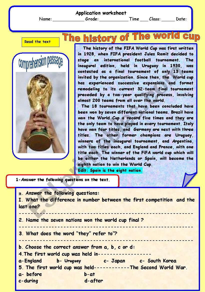 History of the word cup worksheet