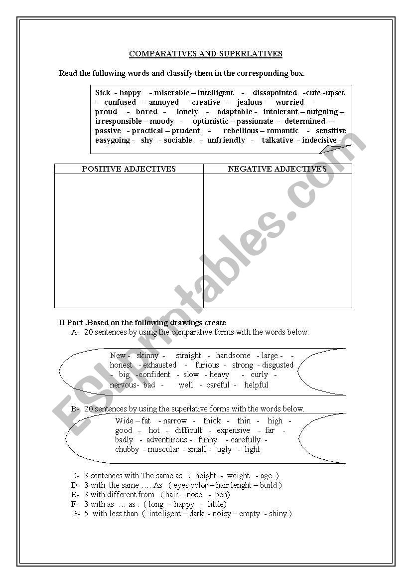 COMPARATIVES AND SUPERLATIVES worksheet