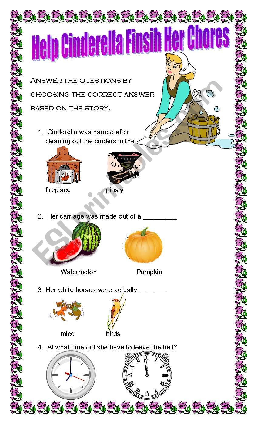 Comprehension on Cinderella worksheet