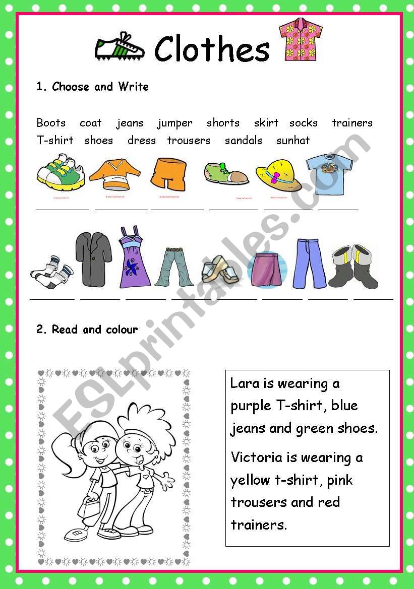 Clothes worksheet