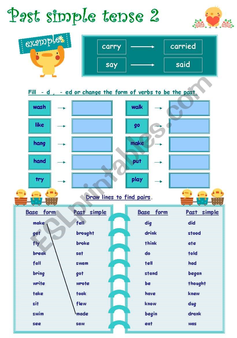 Past simple tense 2 worksheet