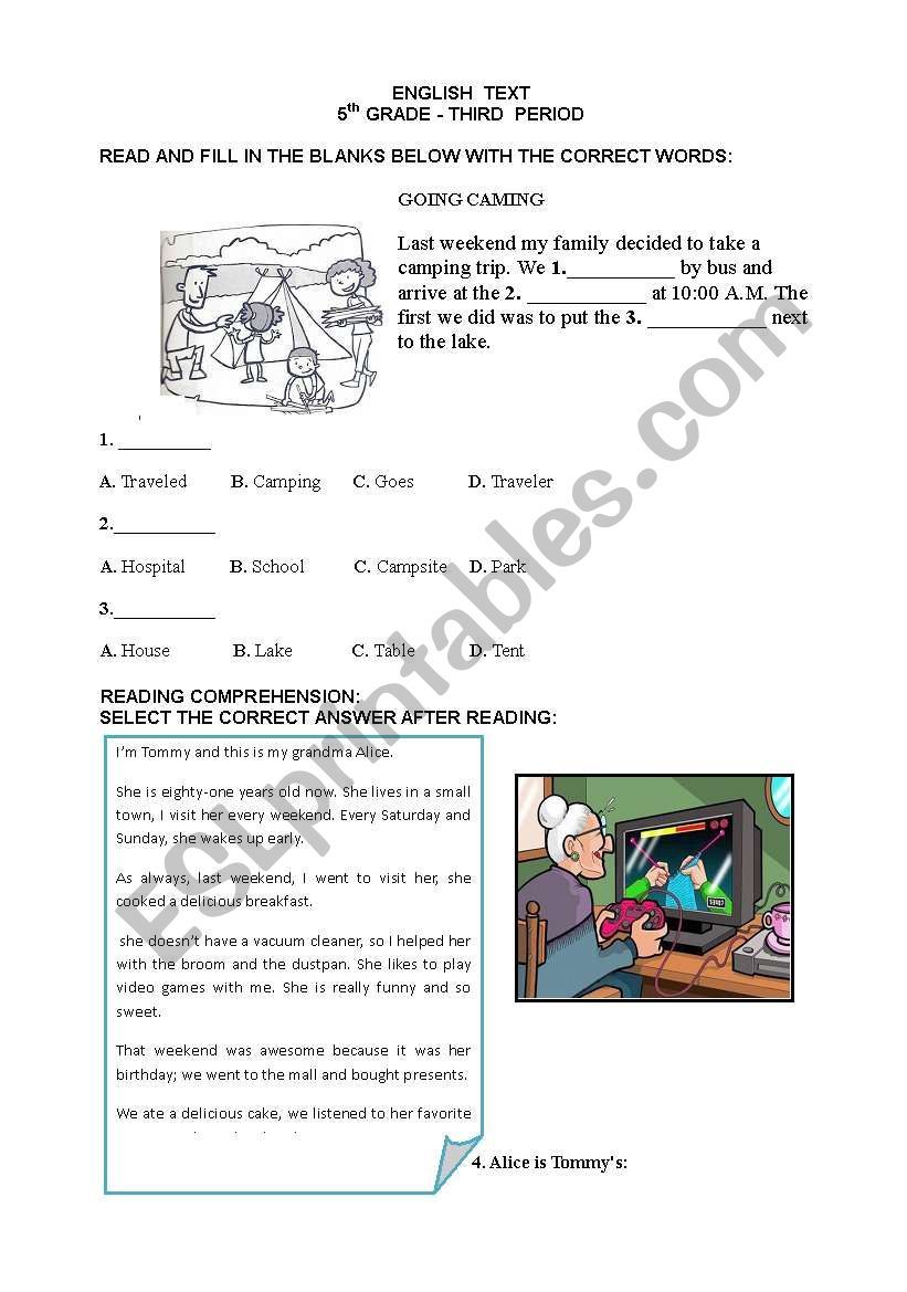 past tense text worksheet