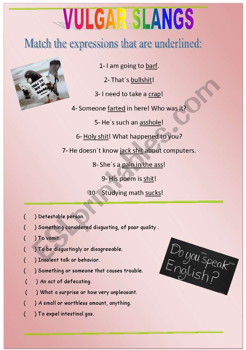 VULGAR SLANG worksheet