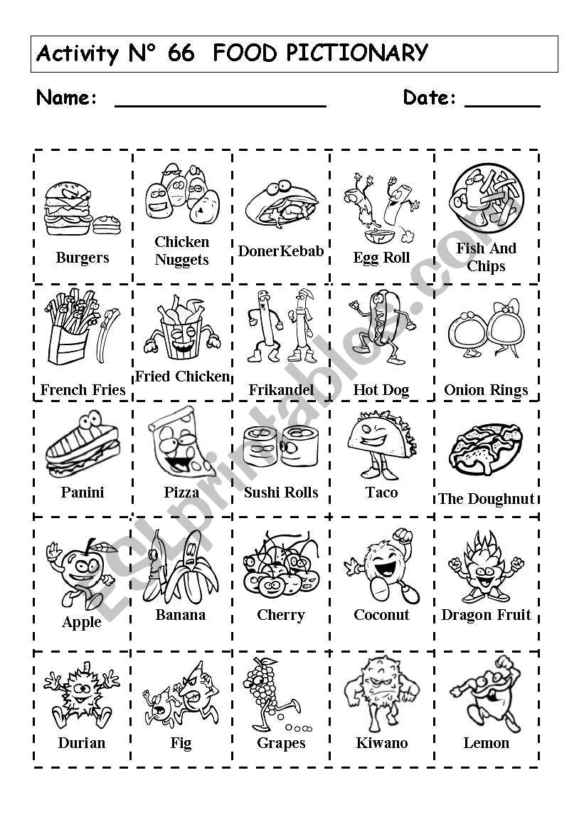 FOOD PICTIONARY worksheet