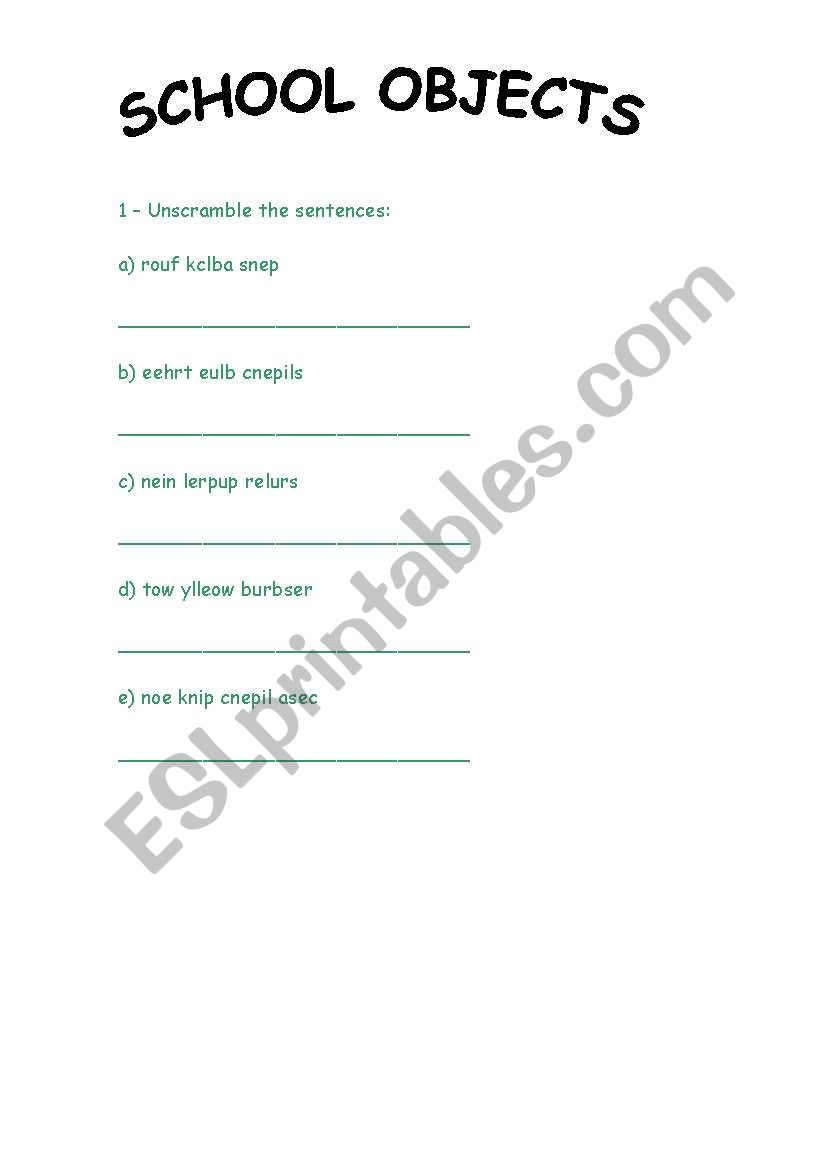scrambled words worksheet