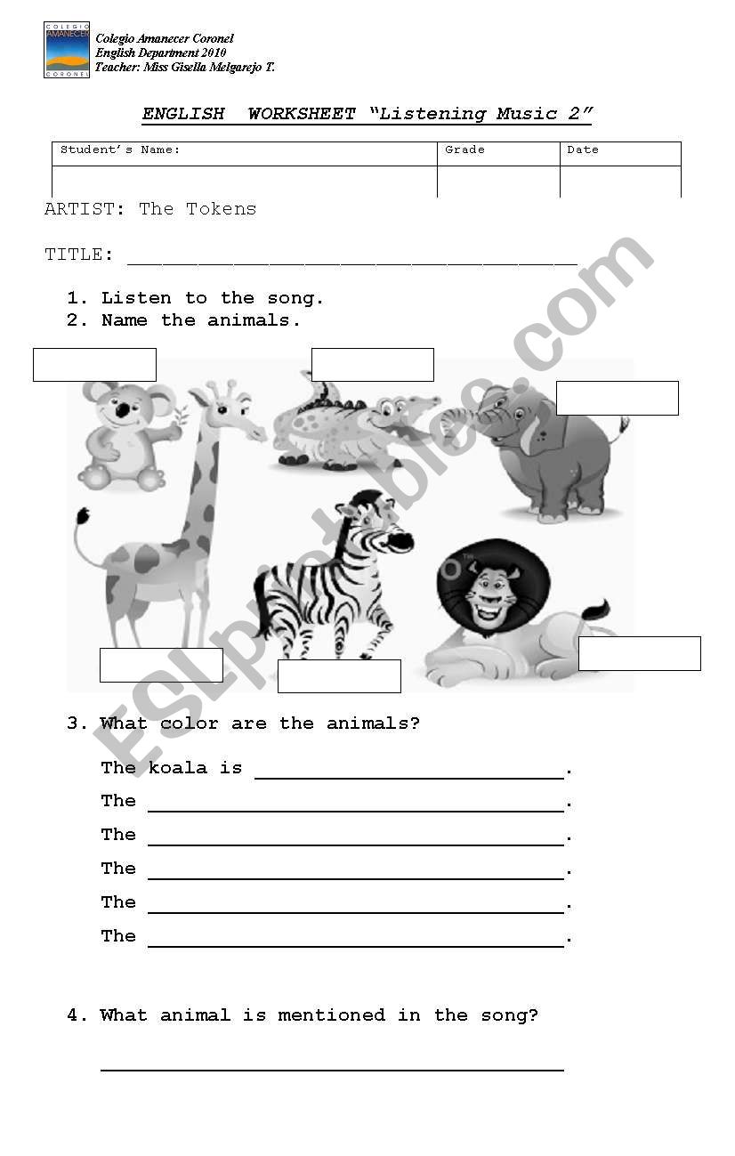 Listening Songs 2 worksheet