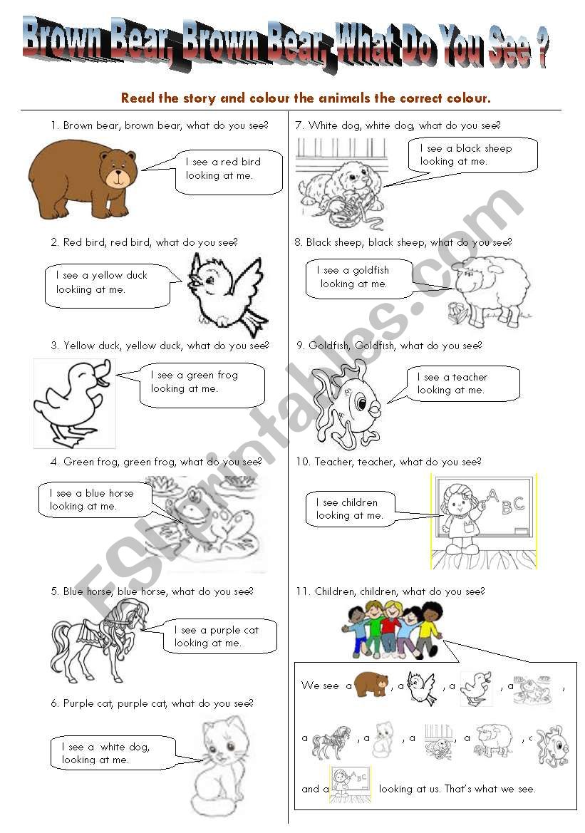 Brown Bear Read/Colour worksheet