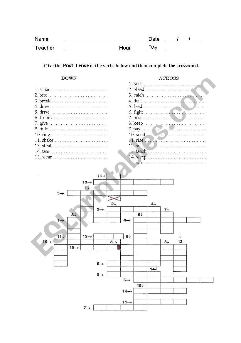 Simple Past (Crossword) worksheet