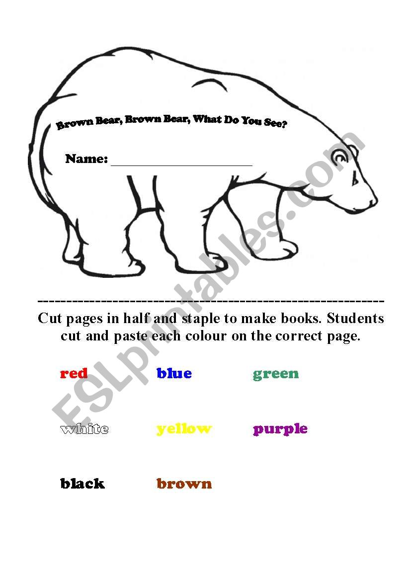 Editable Brown Bear Book - Glue in the colours