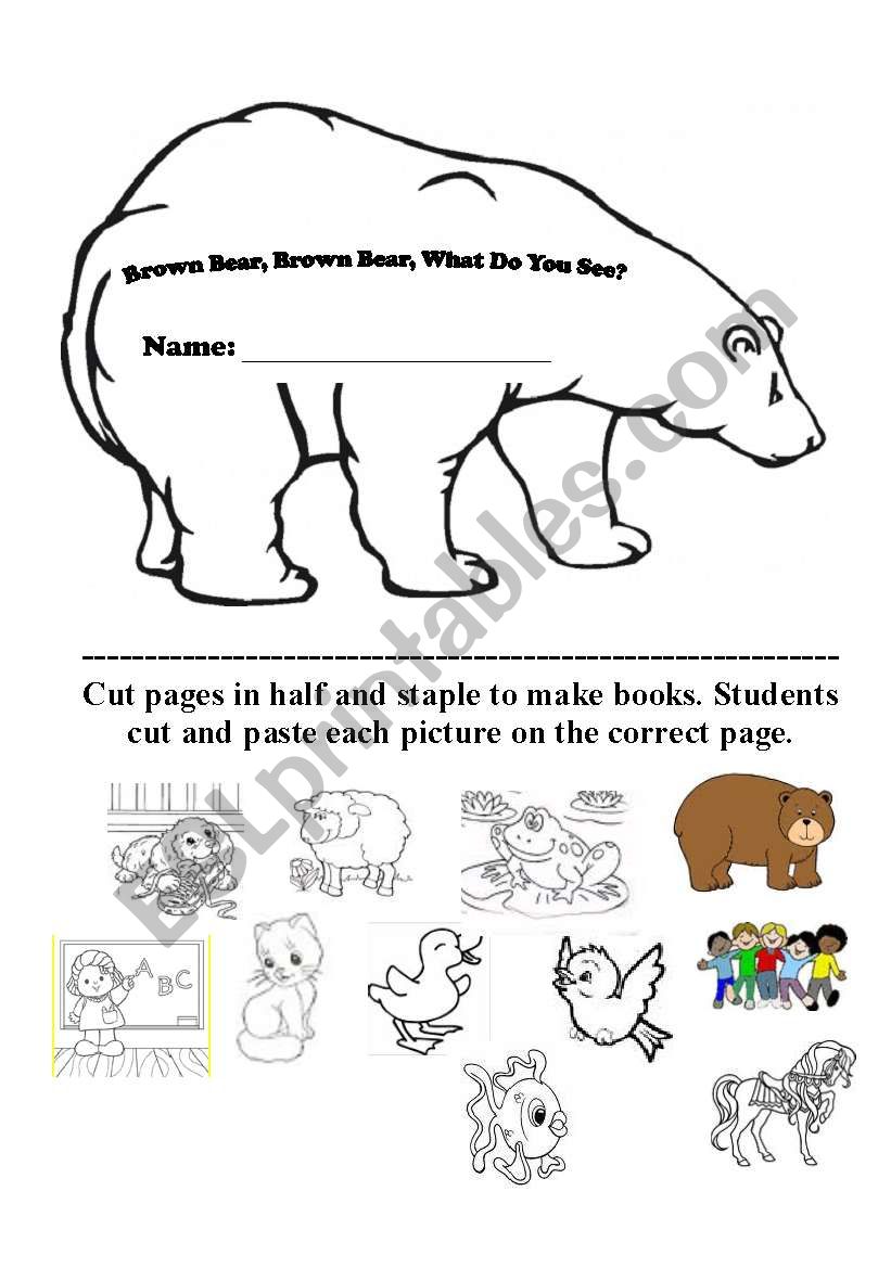 Editable Brown Bear Book version two - glue animals