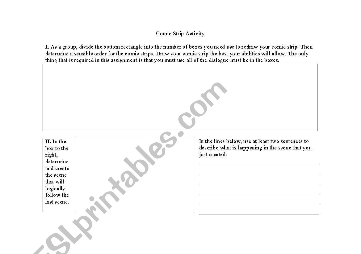 Comic Strip Activity worksheet