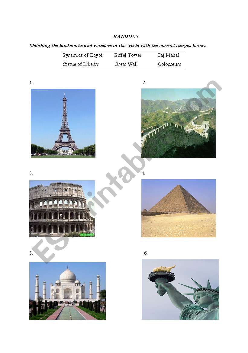 Handout  worksheet