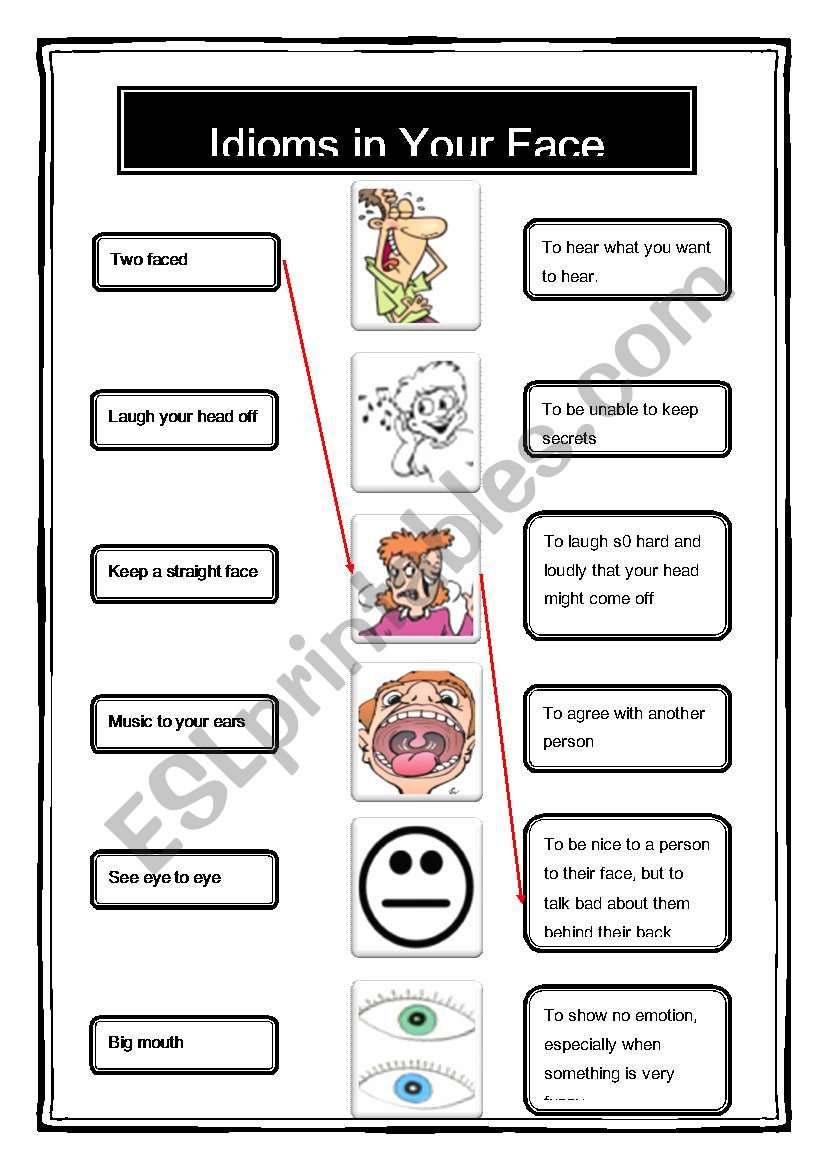 Idioms in Your Face worksheet