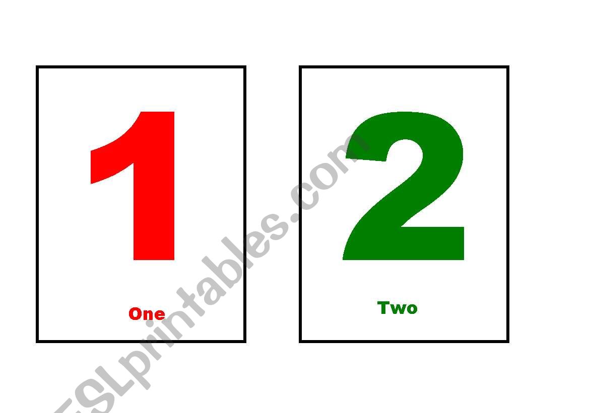 Colorful Numbers Flash Cards worksheet