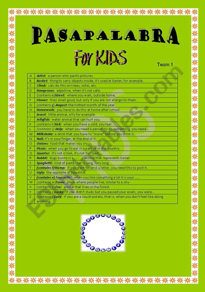 pasapalabra worksheet