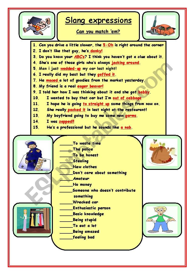 Slang expressions worksheet