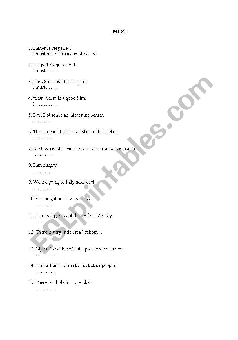 must worksheet