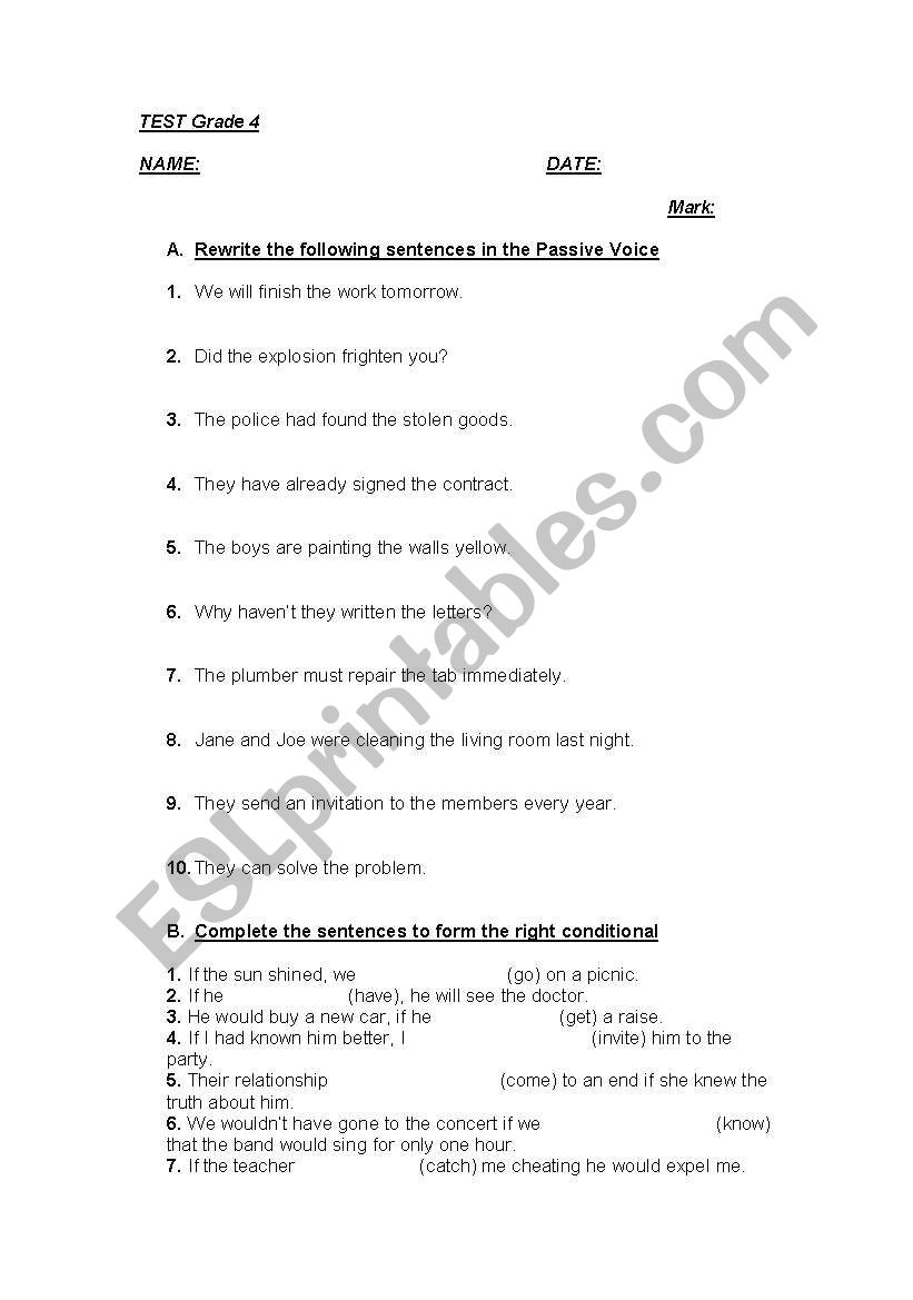 Passive Voice, Conditionals, Reported Speech 