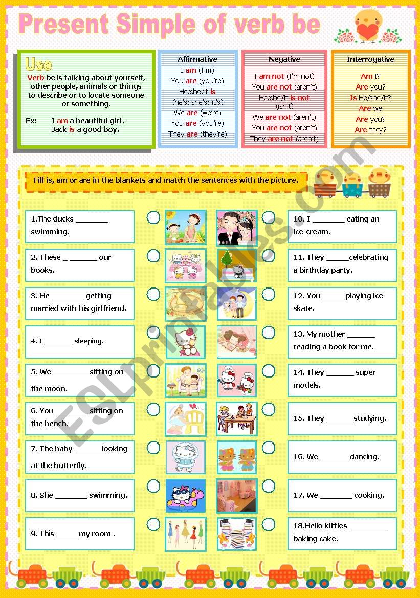 present simple of verb be worksheet