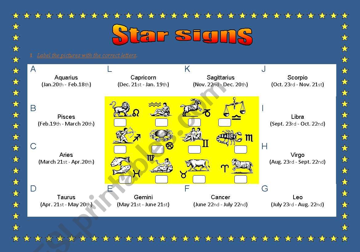 Star signs (writing, speaking)