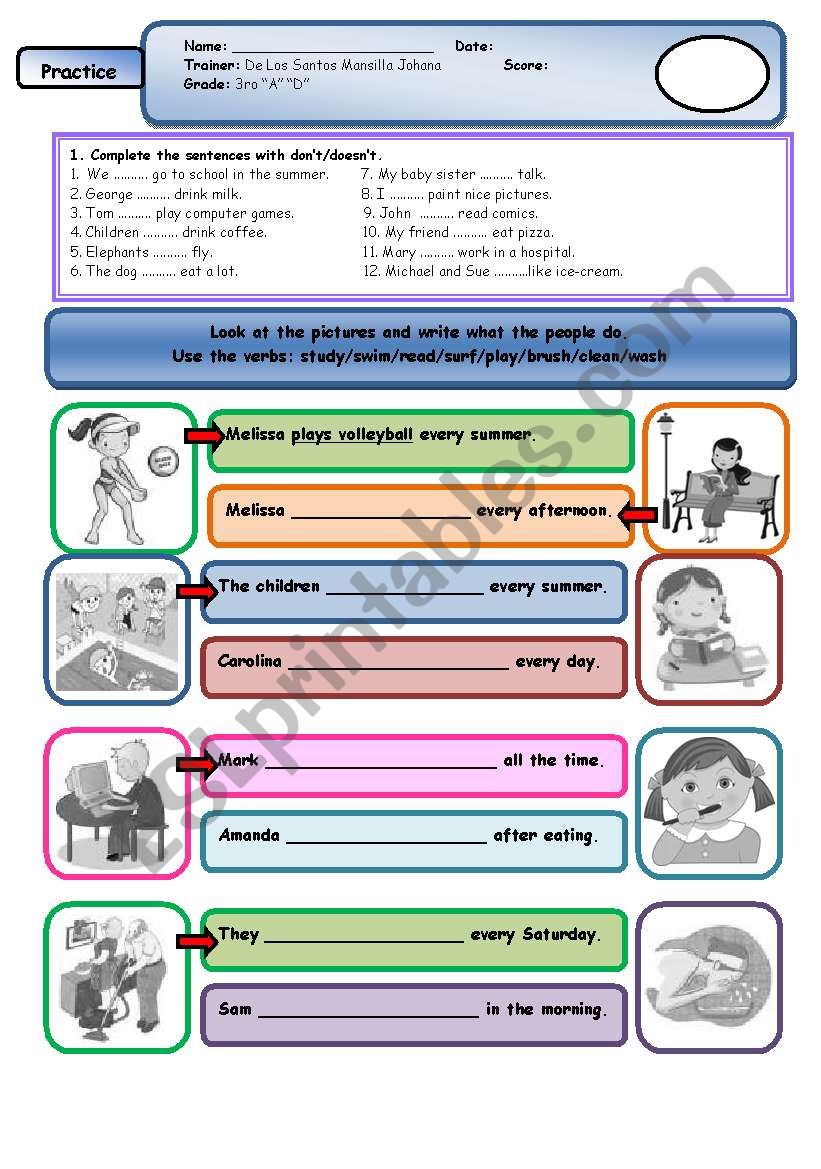 present simple worksheet