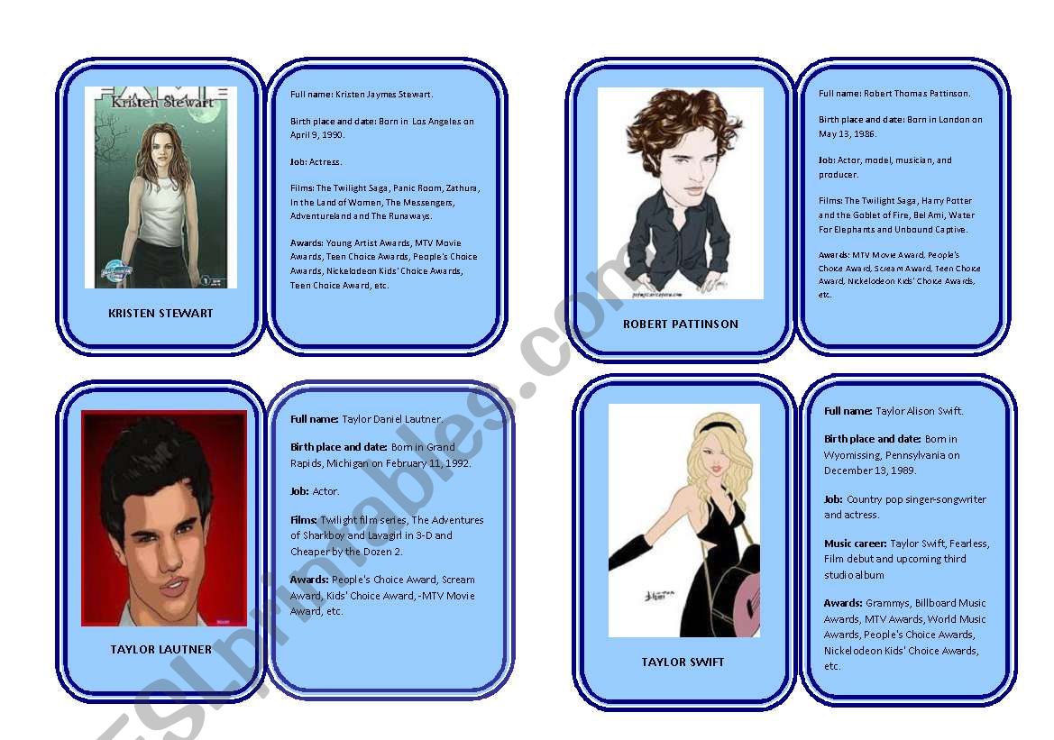 Famous celebrities part 10 worksheet