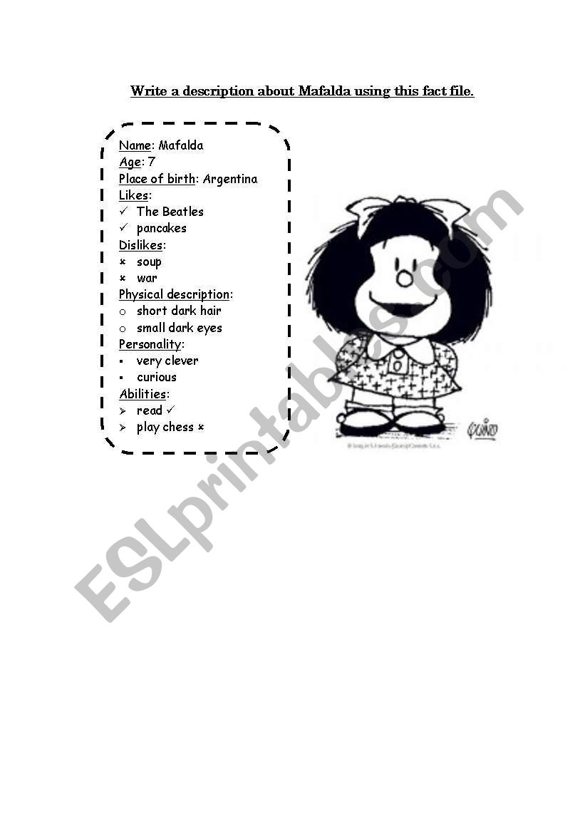 Mafalda (Writing) worksheet