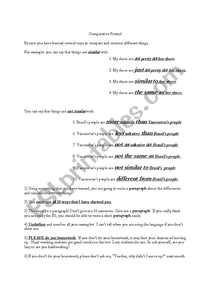 How to use comparatives (Intermediate level)