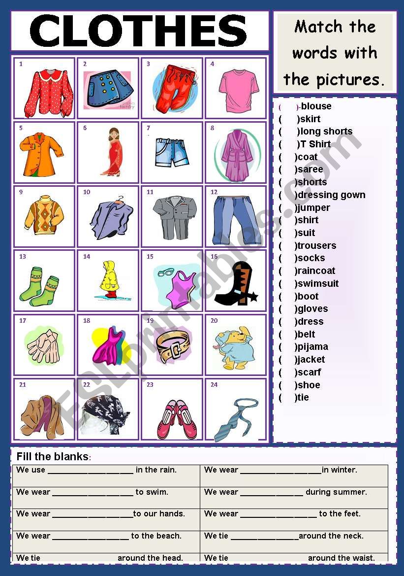 CLOTHES worksheet