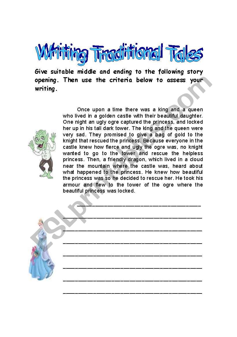 writng traditional tales worksheet