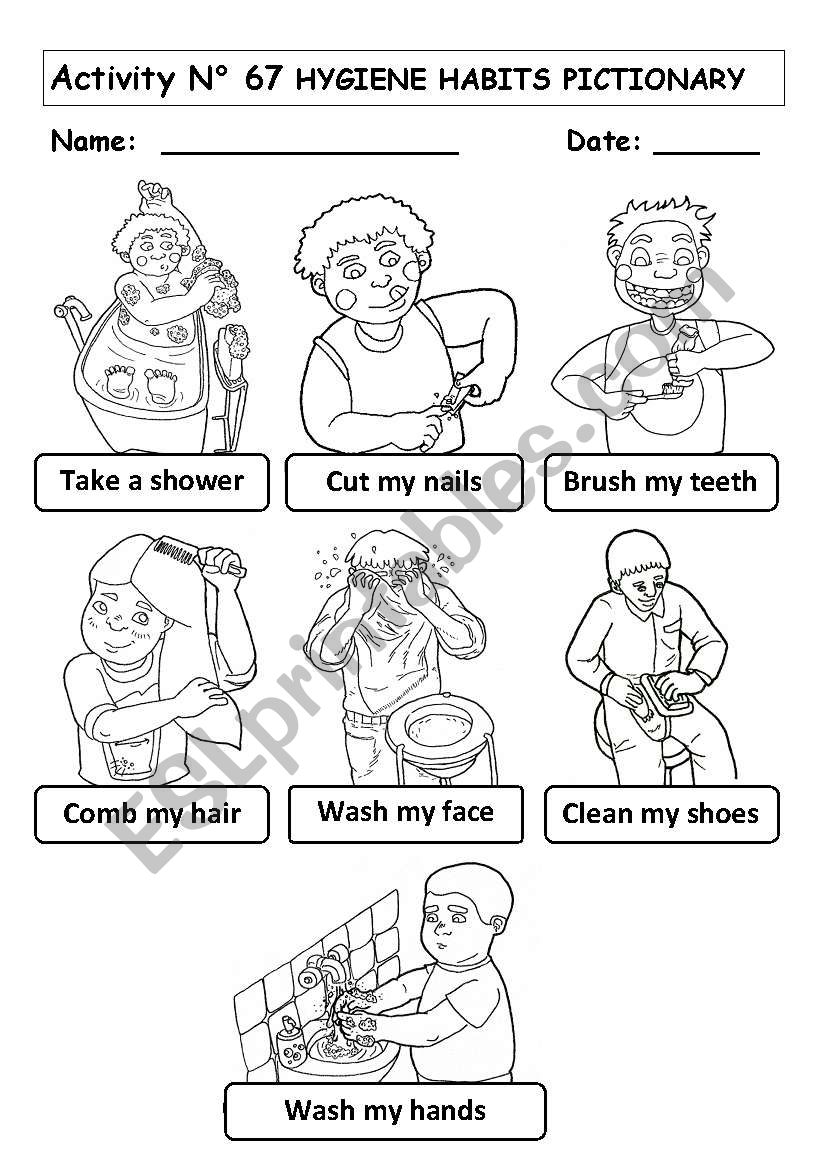 HYGIENE HABITSÂ´S PICTIONARY worksheet