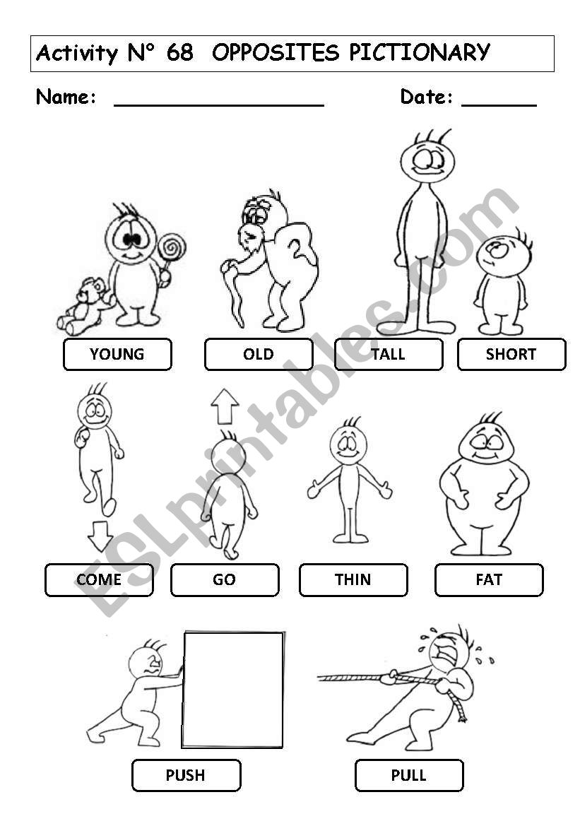 OPPOSITES  PICTIONARY worksheet