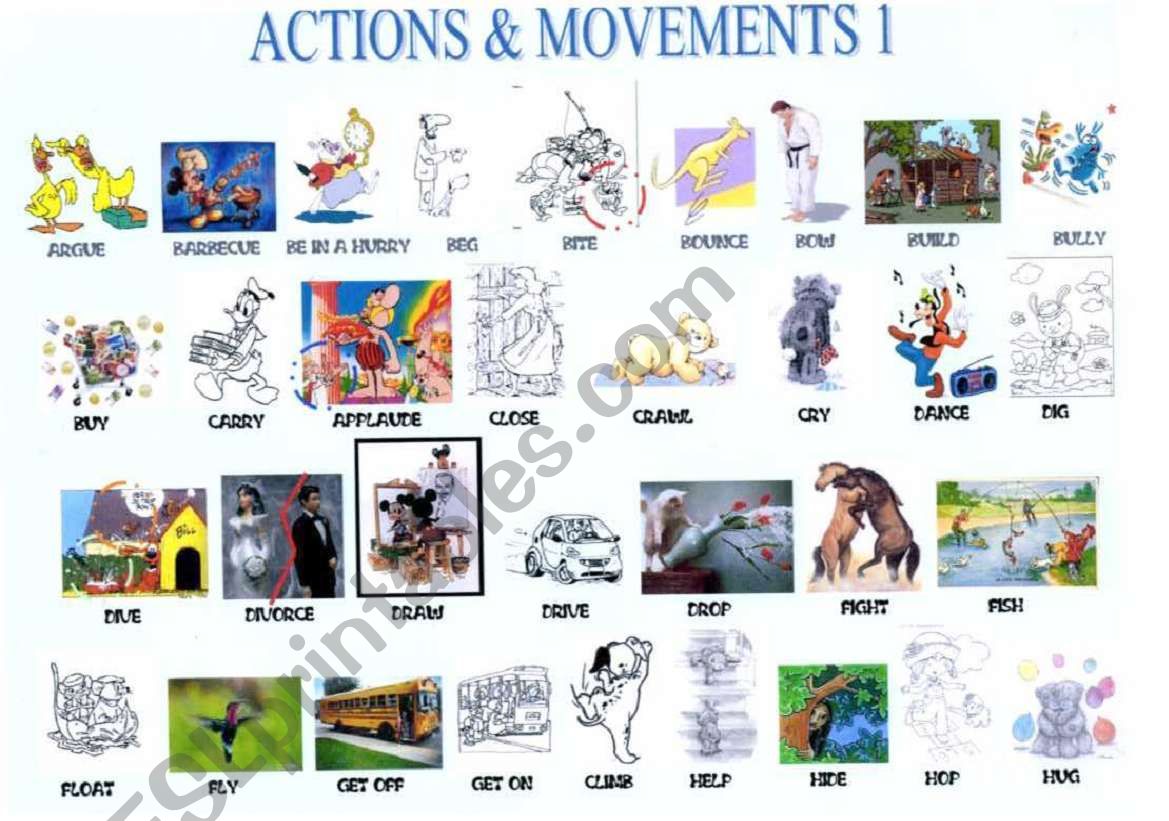 verbs of action and movement worksheet