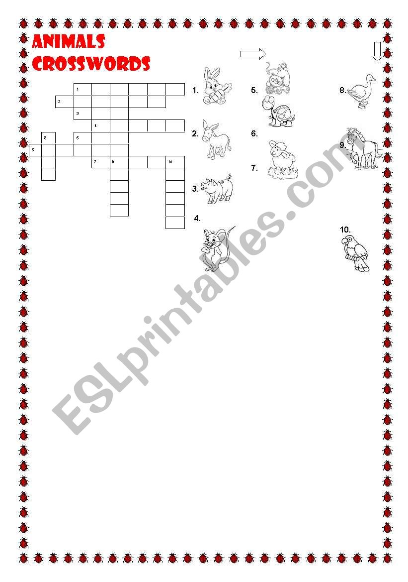 Aninals crosswords  worksheet