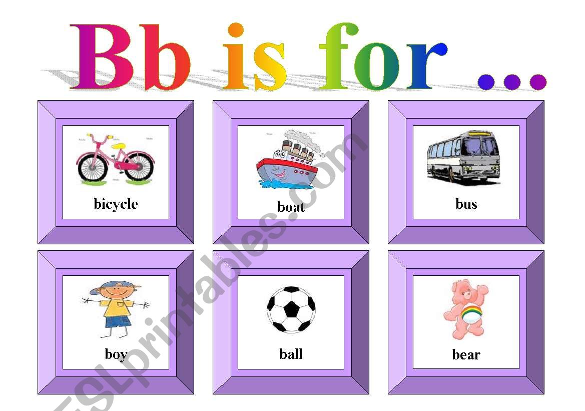 Bb is for ... (with exercise and flash card for memery game)